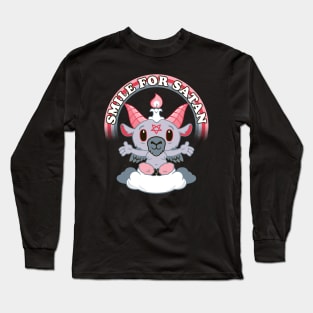 Smile for Satan - Creepy Cute Kawaii Goat - Cartoon Baphomet Long Sleeve T-Shirt